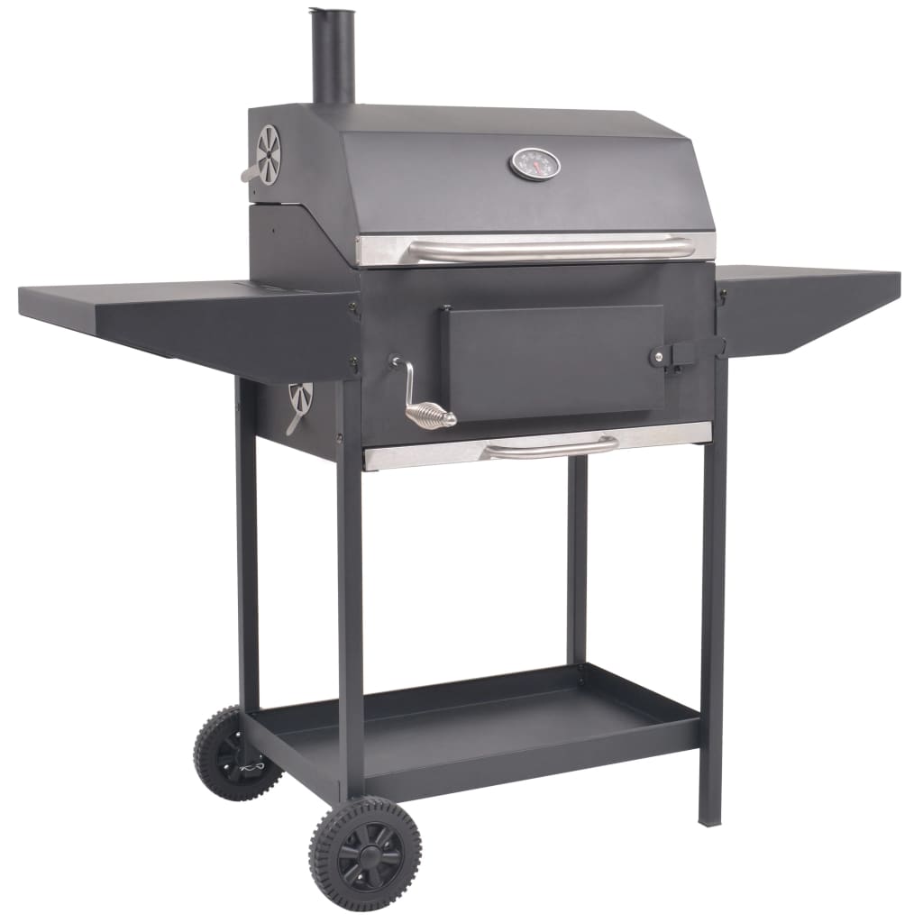 Holzkohlegrill Smoker Mit Ablage Schwarz