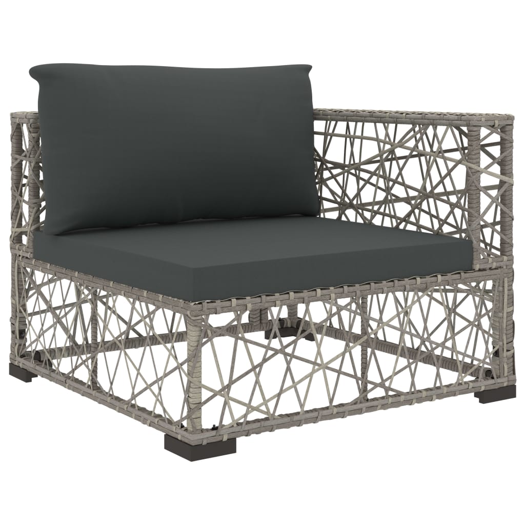 10-Tlg. Garten-Lounge-Set Mit Auflagen Poly Rattan Grau