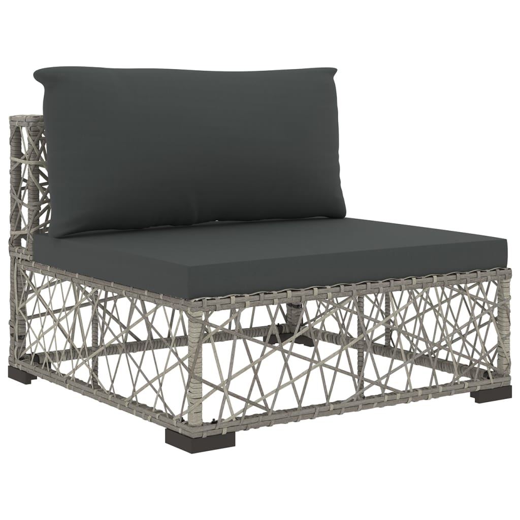 10-Tlg. Garten-Lounge-Set Mit Auflagen Poly Rattan Grau