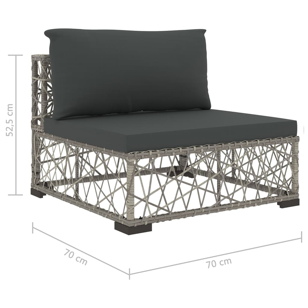 10-Tlg. Garten-Lounge-Set Mit Auflagen Poly Rattan Grau
