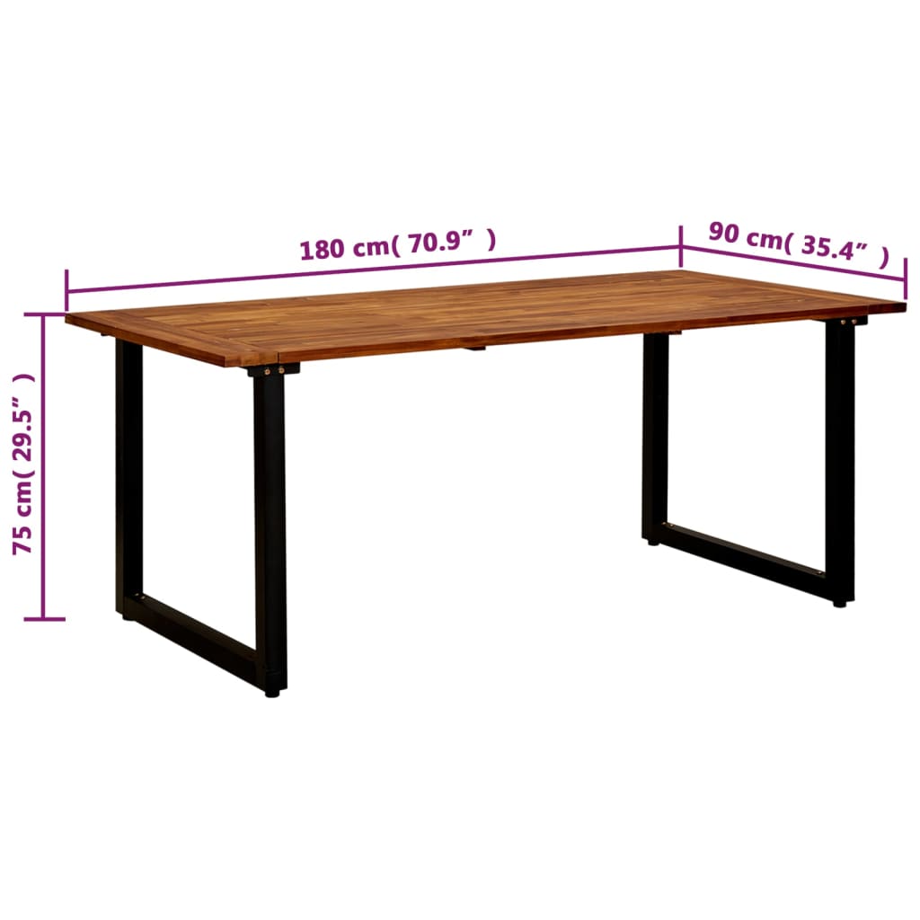 Gartentisch Mit Beinen In U-Form 180×90×75 Cm Massivholz Akazie