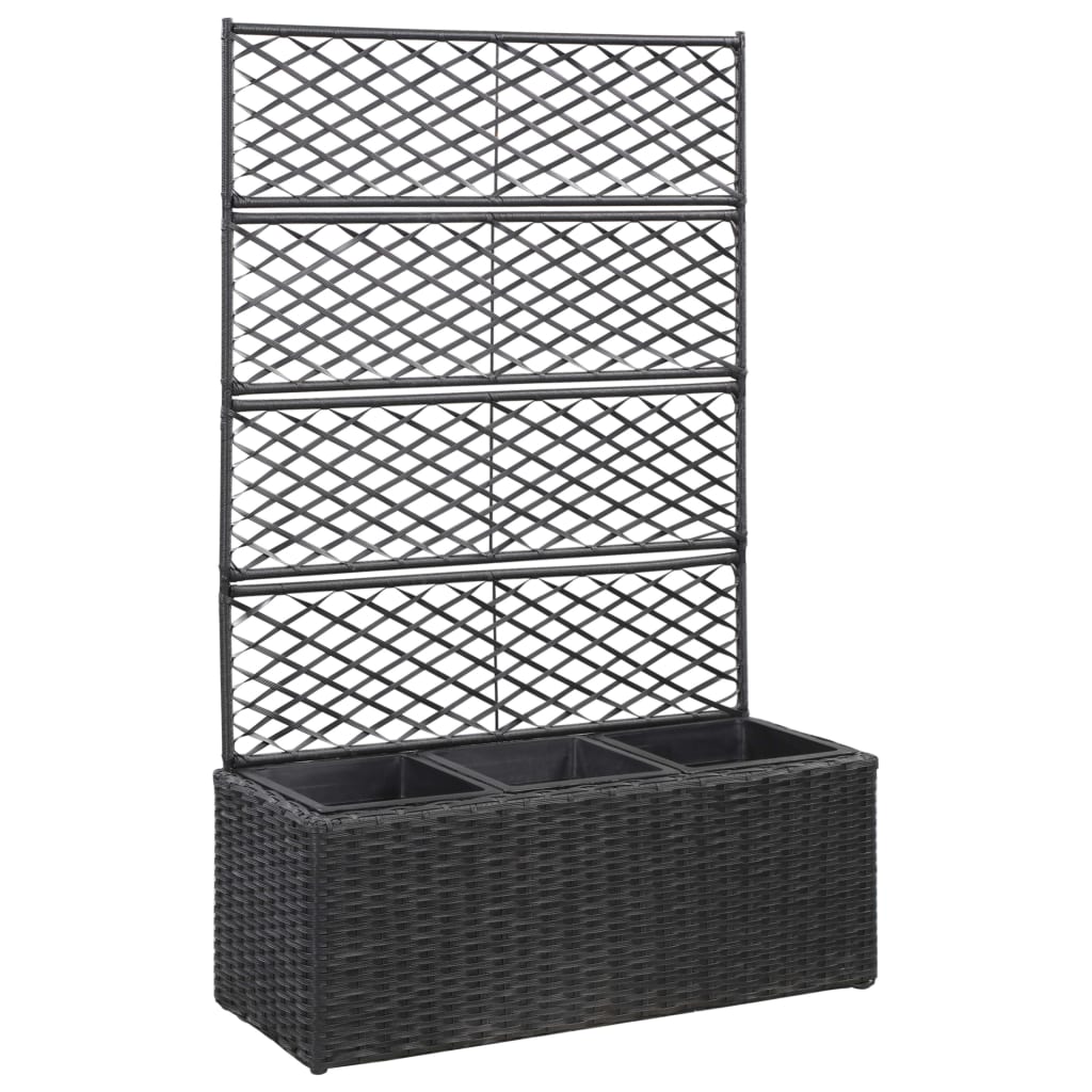 Hochbeet Mit Rankgitter 2 Töpfe 58×30×107Cm Poly Rattan