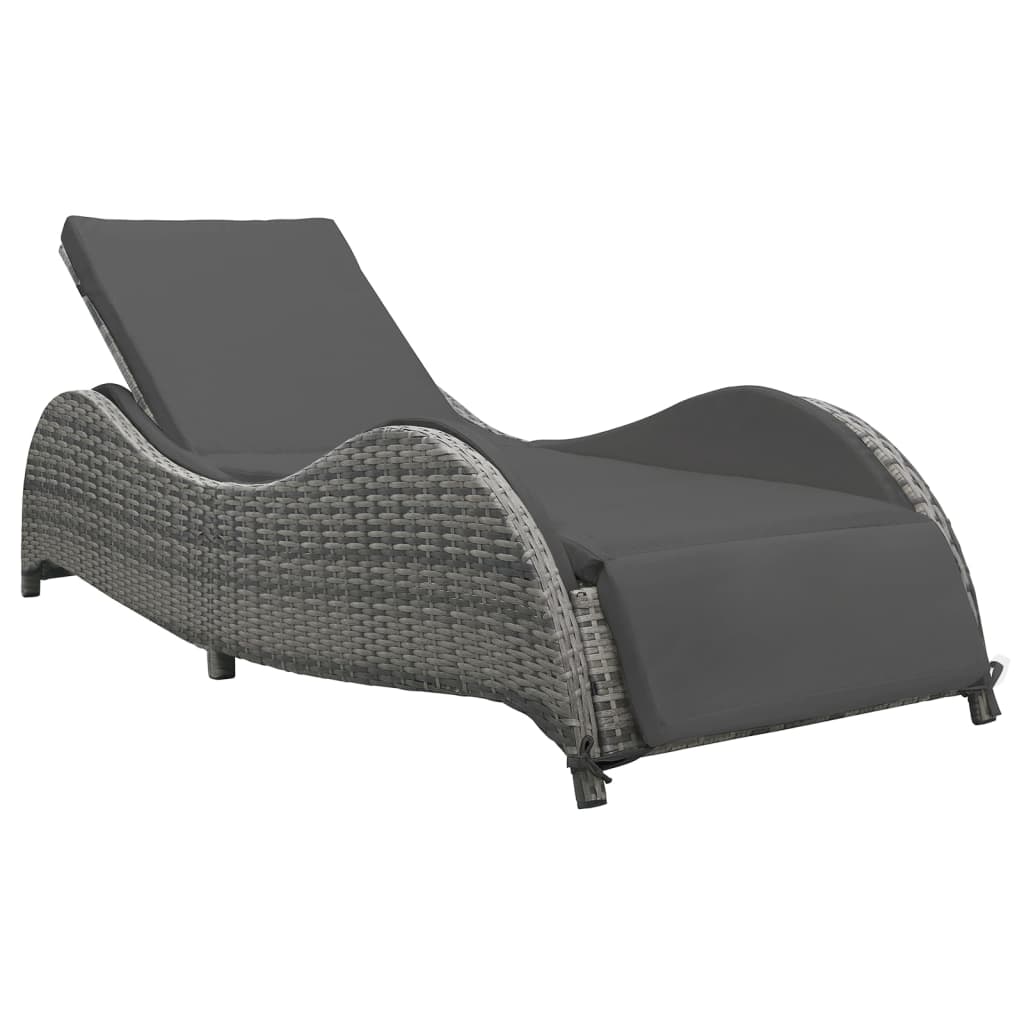 Doppel-Sonnenliege Mit Auflage Poly Rattan Anthrazit