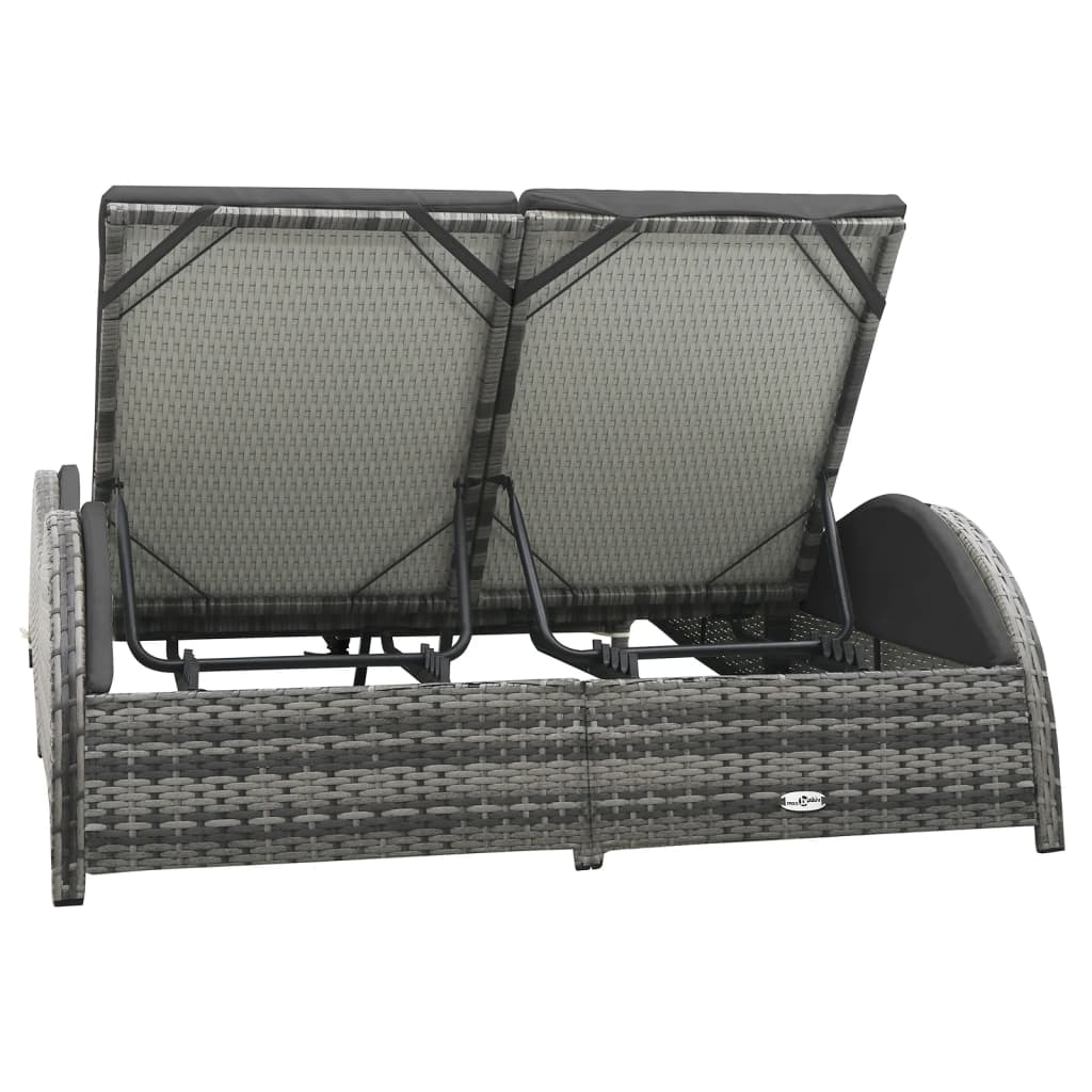 Doppel-Sonnenliege Mit Auflage Poly Rattan Anthrazit