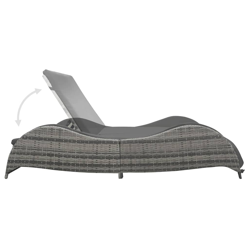Doppel-Sonnenliege Mit Auflage Poly Rattan Anthrazit