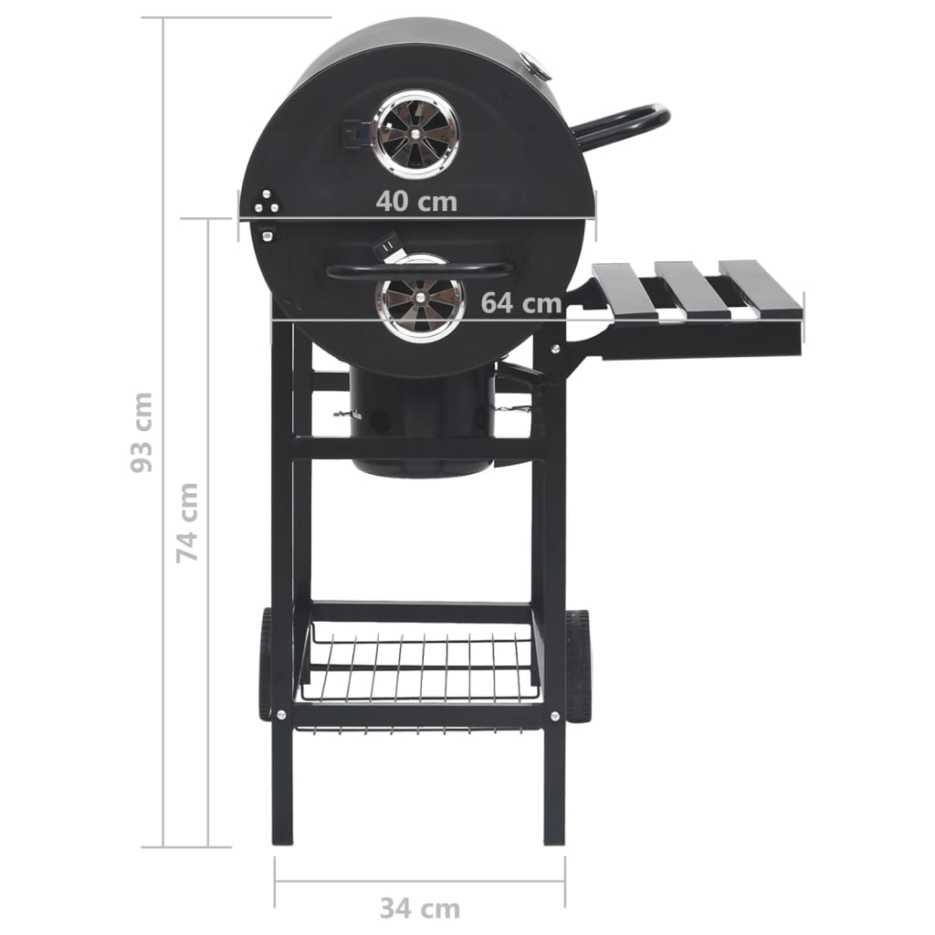 Grillwagen Mit Rädern Und Ablagen Schwarz Stahl 115X85X95 Cm