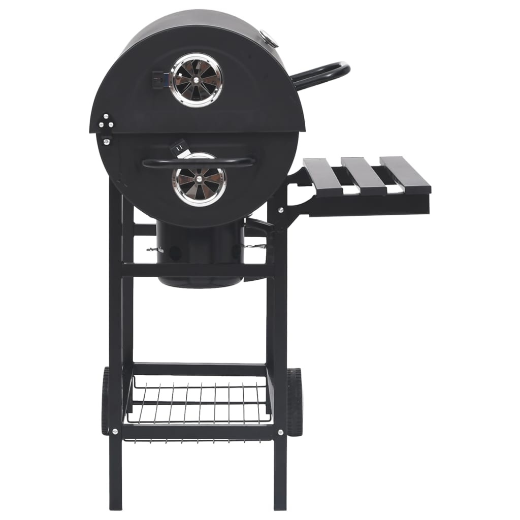 Grillwagen Mit Rädern Und Ablagen Schwarz Stahl 115X85X95 Cm