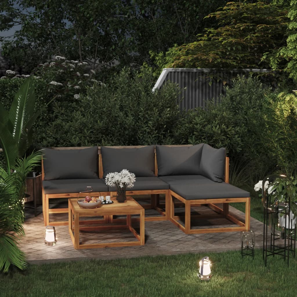 9-Tlg. Garten-Lounge-Set Mit Auflagen Massivholz Akazie