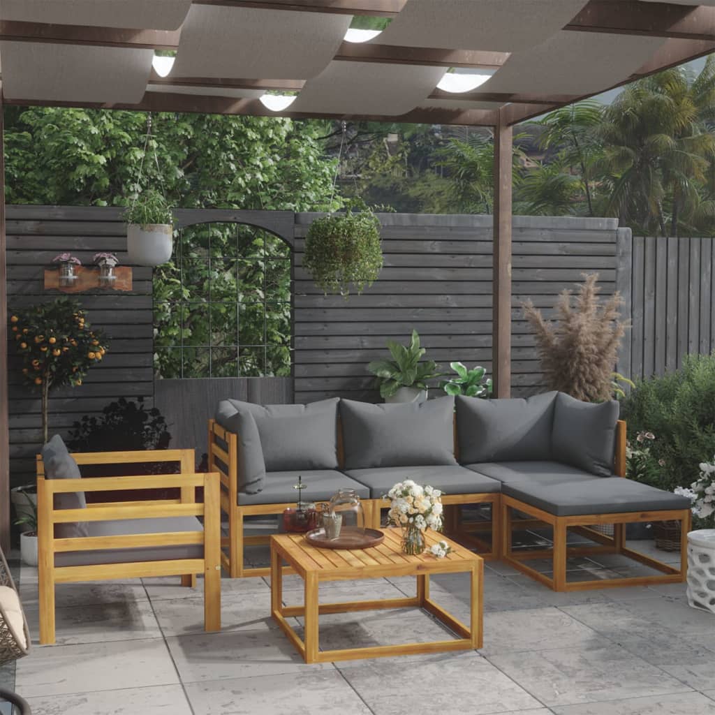 9-Tlg. Garten-Lounge-Set Mit Auflagen Massivholz Akazie