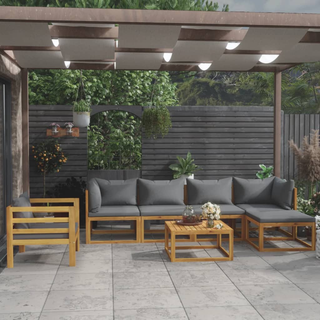 9-Tlg. Garten-Lounge-Set Mit Auflagen Massivholz Akazie