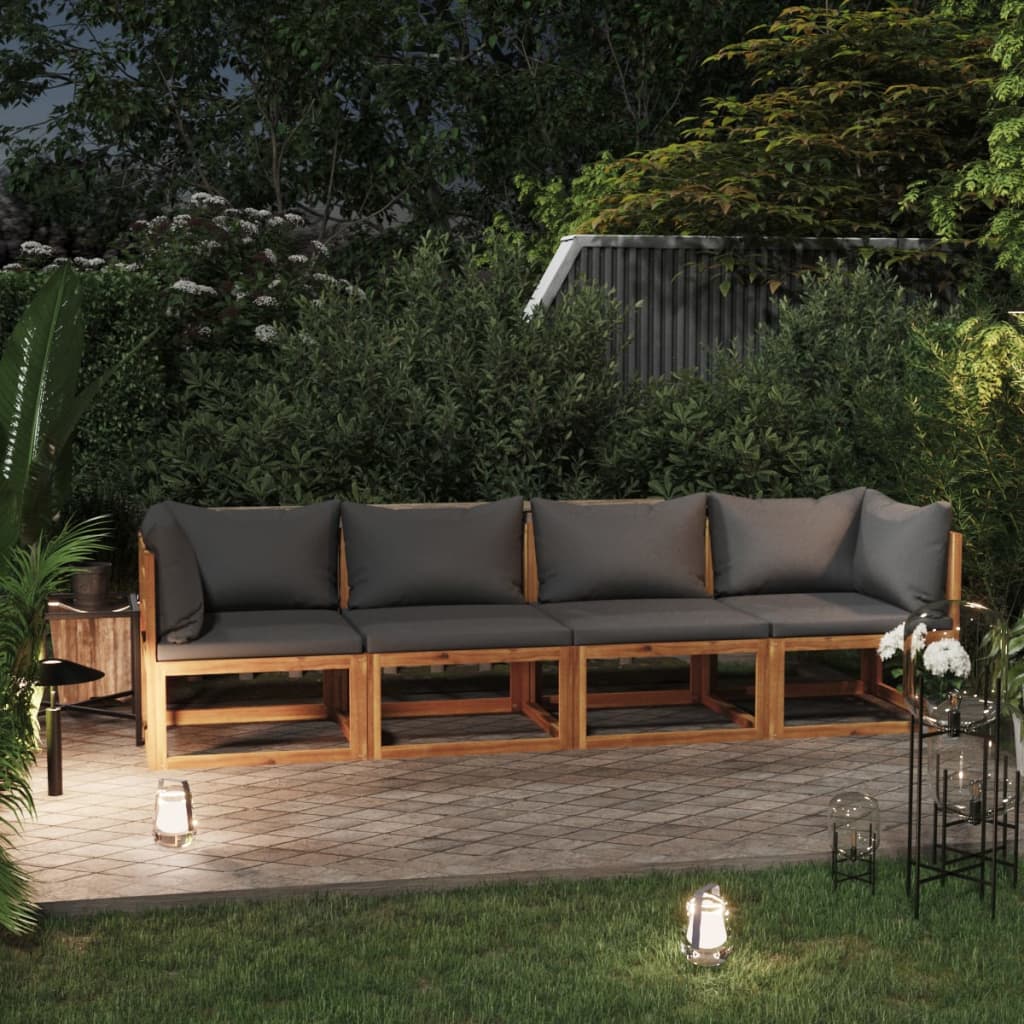 9-Tlg. Garten-Lounge-Set Mit Auflagen Massivholz Akazie
