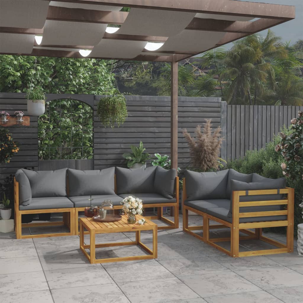 9-Tlg. Garten-Lounge-Set Mit Auflagen Massivholz Akazie