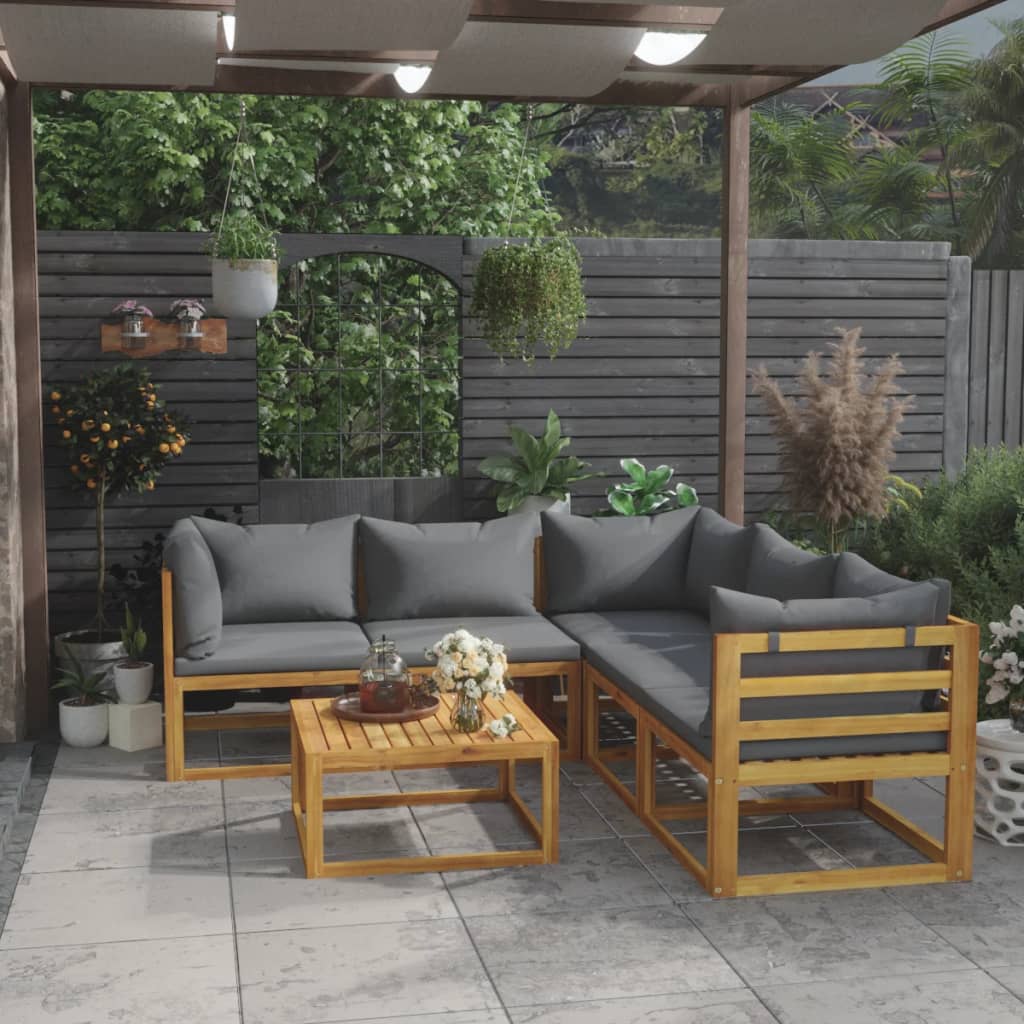 9-Tlg. Garten-Lounge-Set Mit Auflagen Massivholz Akazie