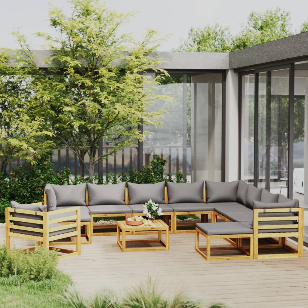 9-Tlg. Garten-Lounge-Set Mit Auflagen Massivholz Akazie
