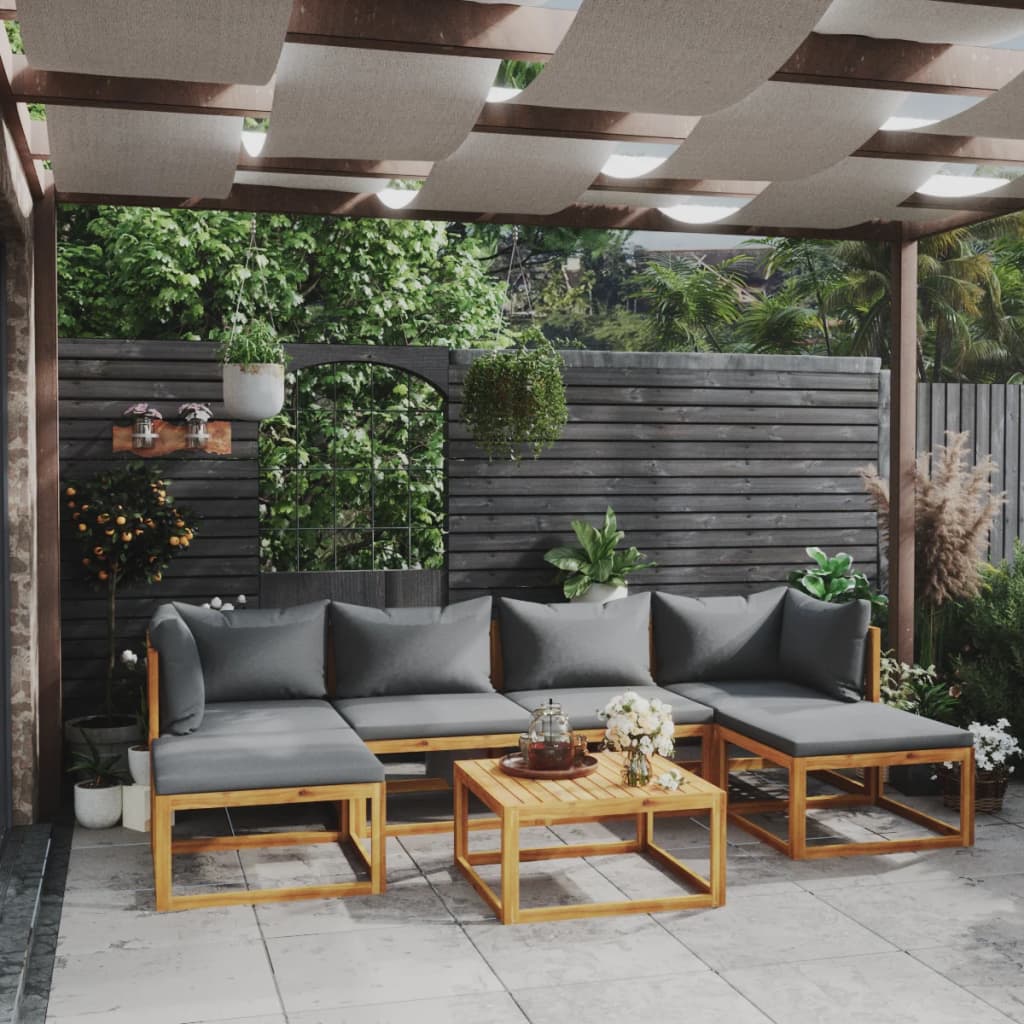 9-Tlg. Garten-Lounge-Set Mit Auflagen Massivholz Akazie