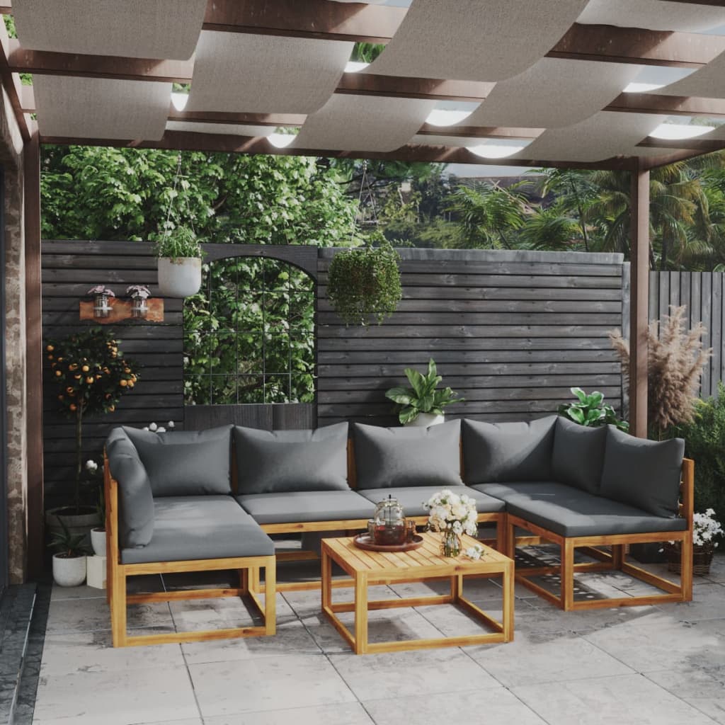 9-Tlg. Garten-Lounge-Set Mit Auflagen Massivholz Akazie