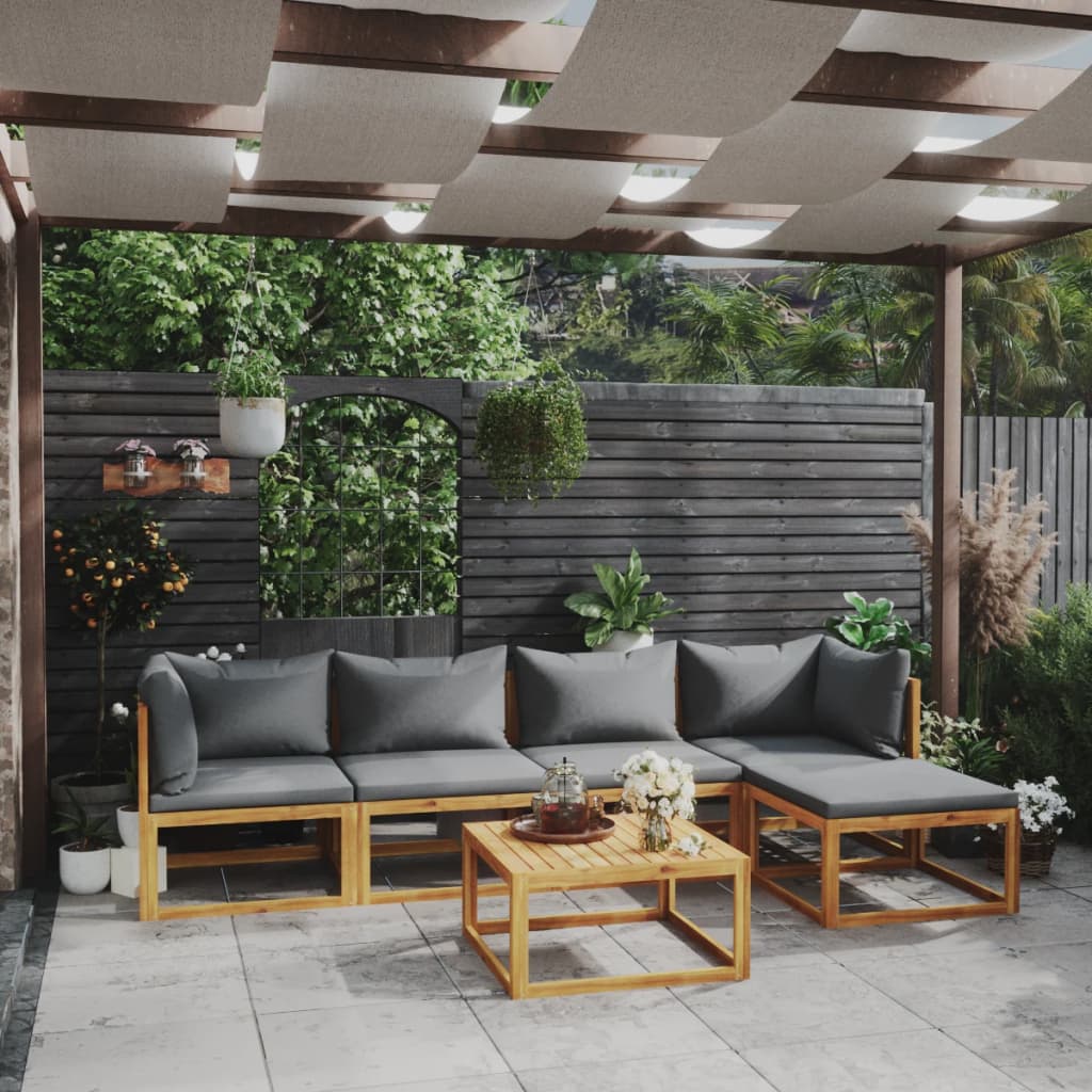 9-Tlg. Garten-Lounge-Set Mit Auflagen Massivholz Akazie