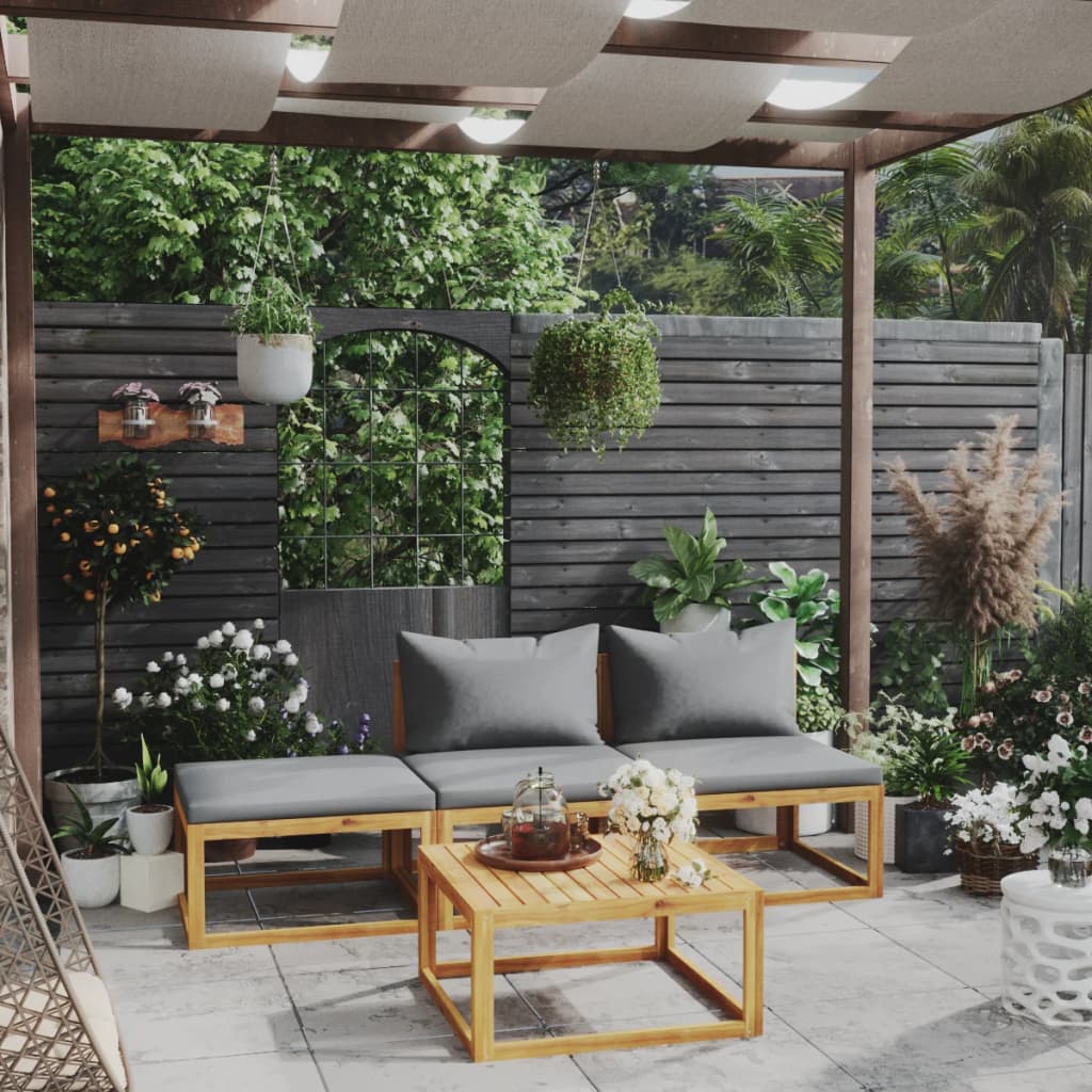 9-Tlg. Garten-Lounge-Set Mit Auflagen Massivholz Akazie