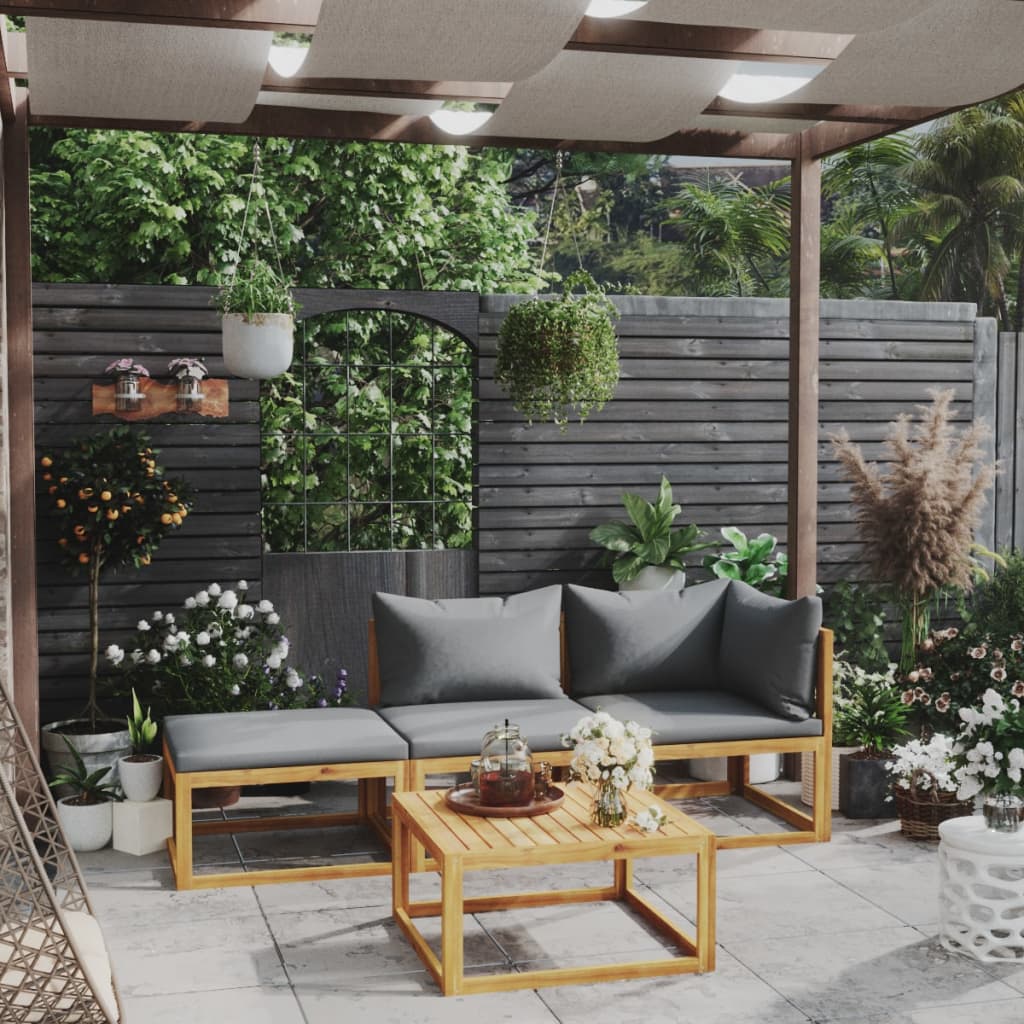 9-Tlg. Garten-Lounge-Set Mit Auflagen Massivholz Akazie