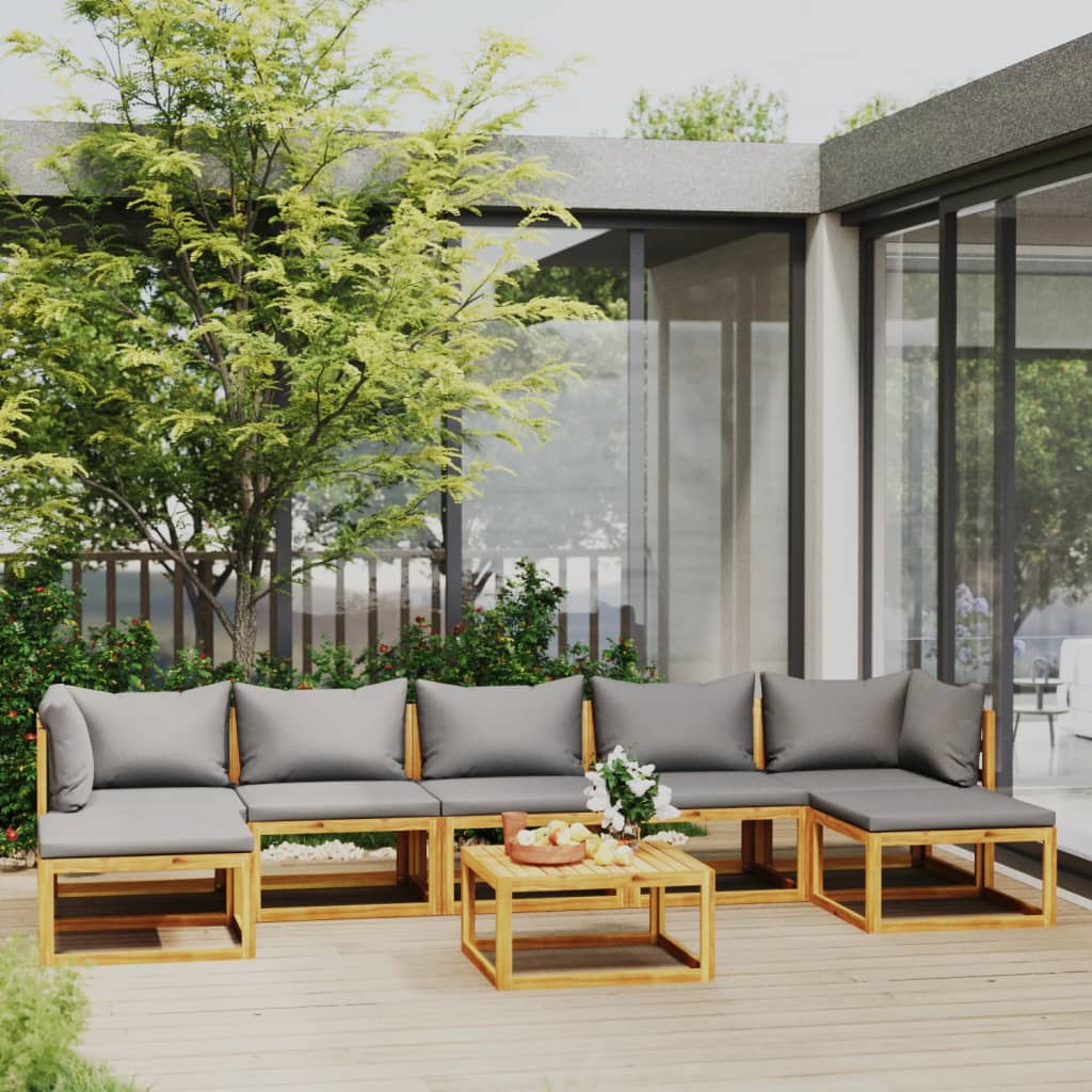 9-Tlg. Garten-Lounge-Set Mit Auflagen Massivholz Akazie