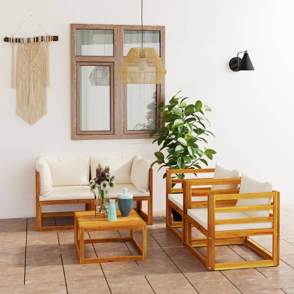 9-Tlg. Garten-Lounge-Set Mit Auflagen Massivholz Akazie