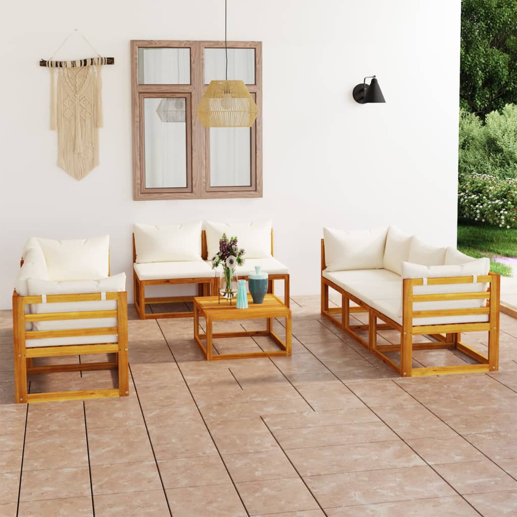 9-Tlg. Garten-Lounge-Set Mit Auflagen Massivholz Akazie