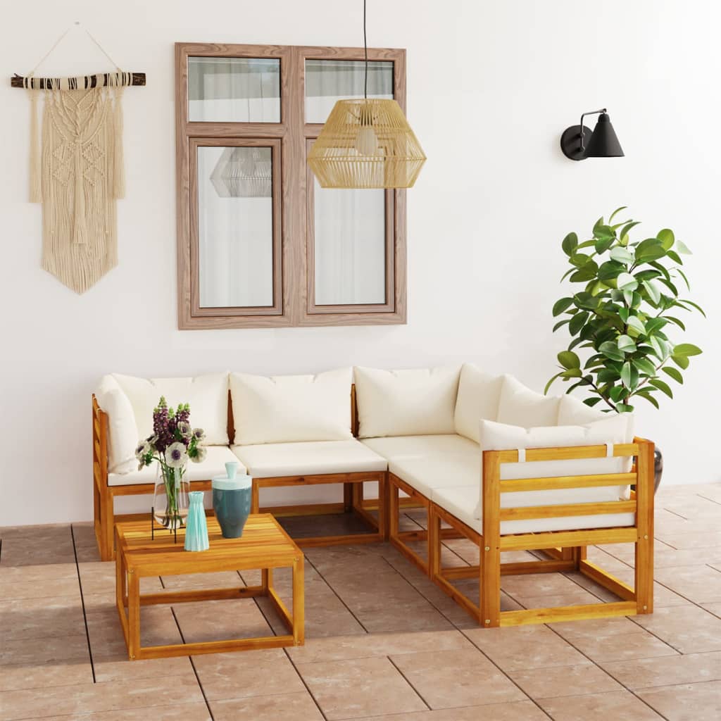 9-Tlg. Garten-Lounge-Set Mit Auflagen Massivholz Akazie