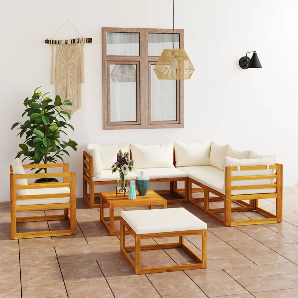 9-Tlg. Garten-Lounge-Set Mit Auflagen Massivholz Akazie