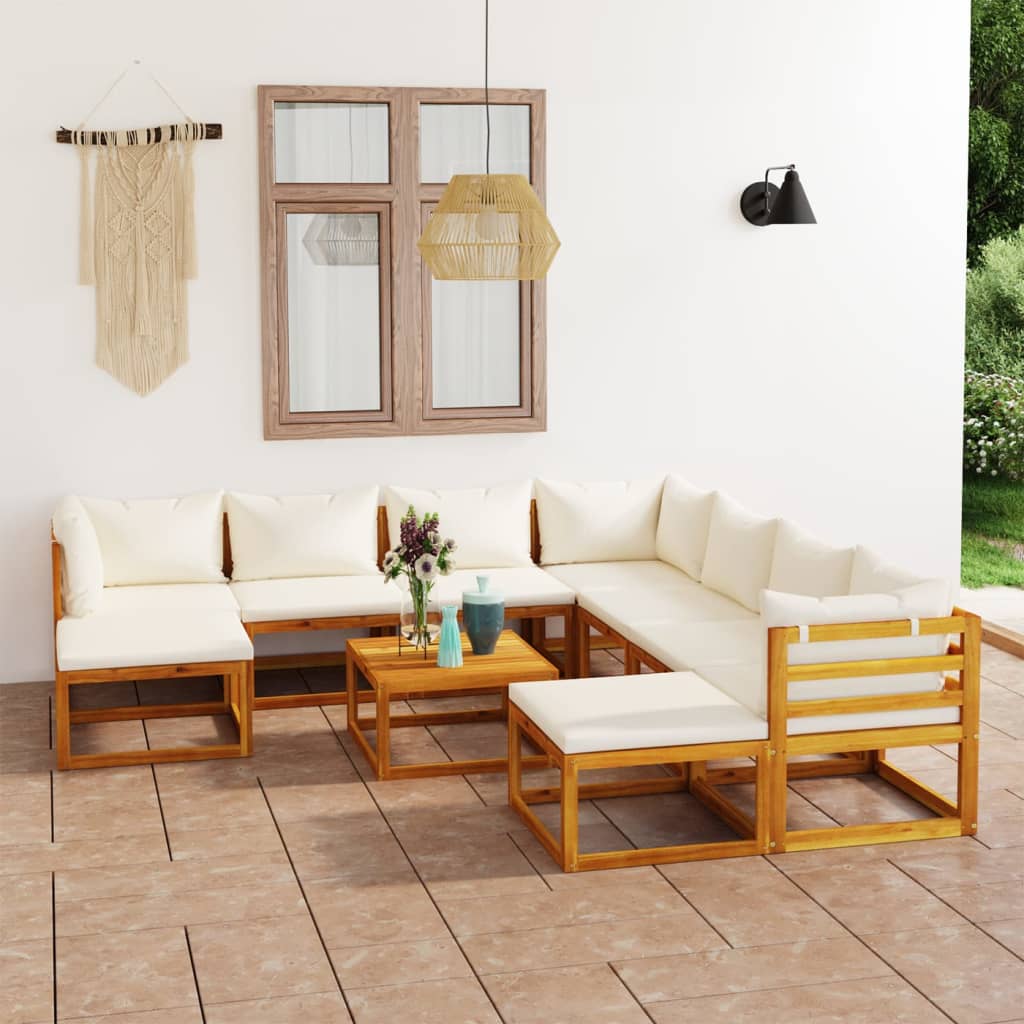 9-Tlg. Garten-Lounge-Set Mit Auflagen Massivholz Akazie