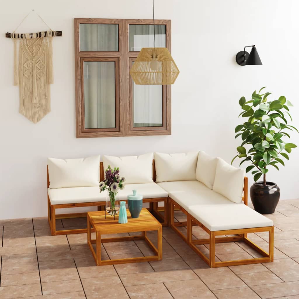9-Tlg. Garten-Lounge-Set Mit Auflagen Massivholz Akazie