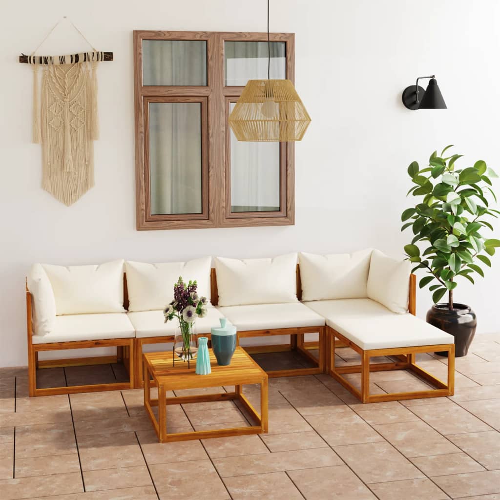 9-Tlg. Garten-Lounge-Set Mit Auflagen Massivholz Akazie