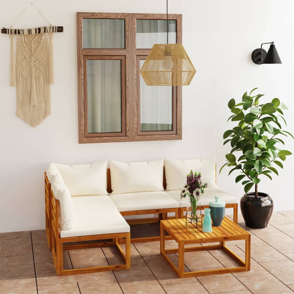 9-Tlg. Garten-Lounge-Set Mit Auflagen Massivholz Akazie