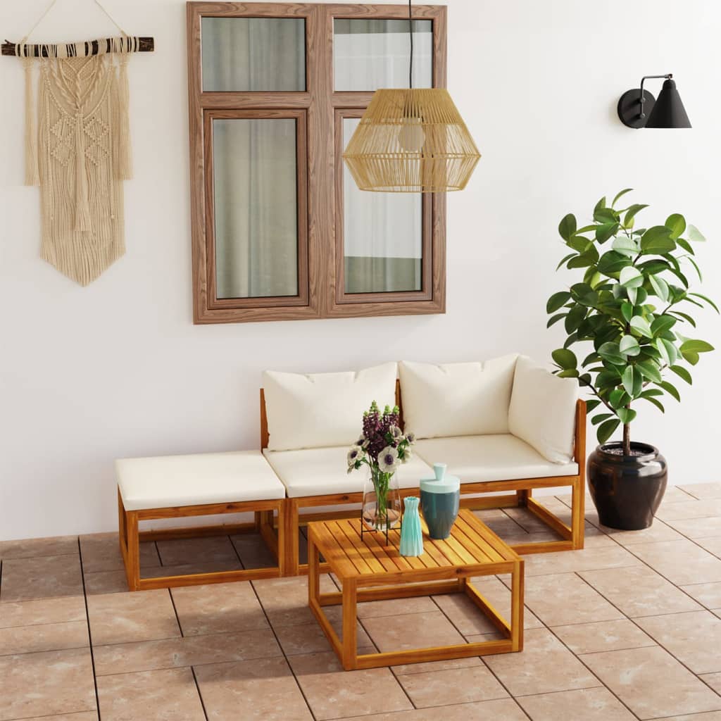 9-Tlg. Garten-Lounge-Set Mit Auflagen Massivholz Akazie