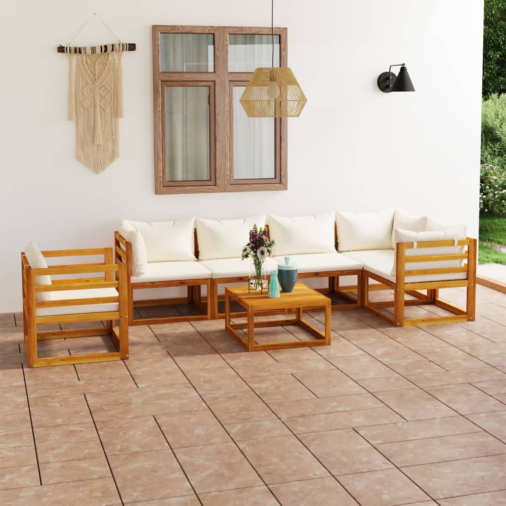 9-Tlg. Garten-Lounge-Set Mit Auflagen Massivholz Akazie
