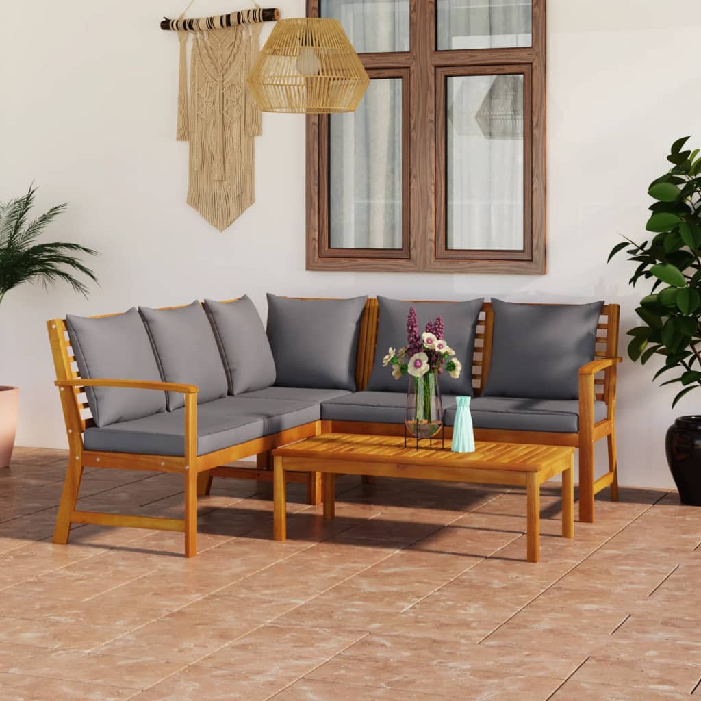 9-Tlg. Garten-Lounge-Set Mit Auflagen Massivholz Akazie