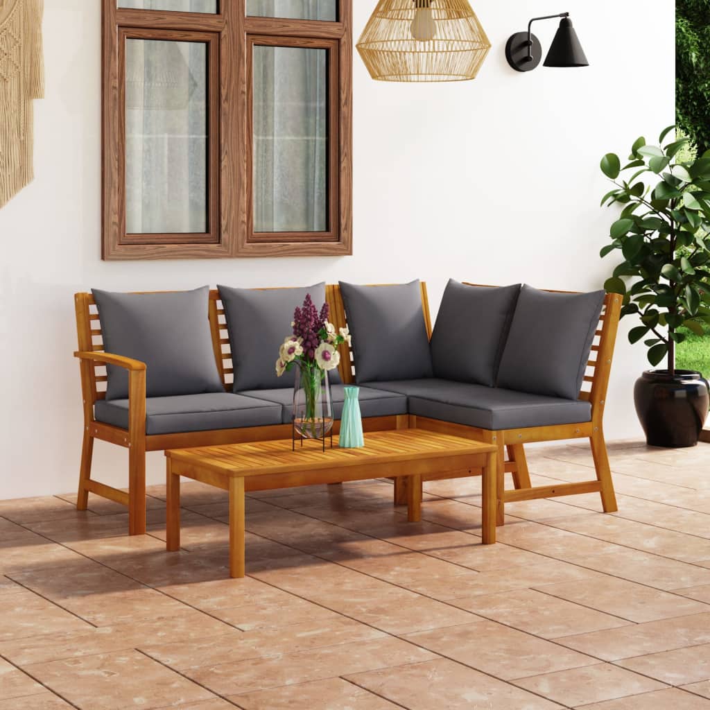 9-Tlg. Garten-Lounge-Set Mit Auflagen Massivholz Akazie