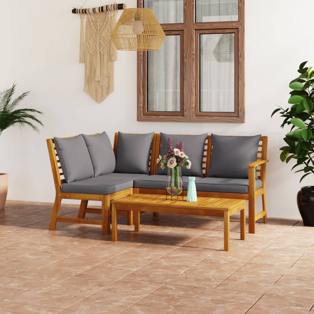 9-Tlg. Garten-Lounge-Set Mit Auflagen Massivholz Akazie