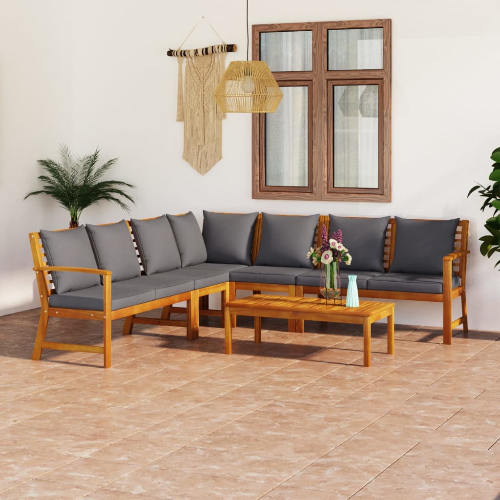 9-Tlg. Garten-Lounge-Set Mit Auflagen Massivholz Akazie