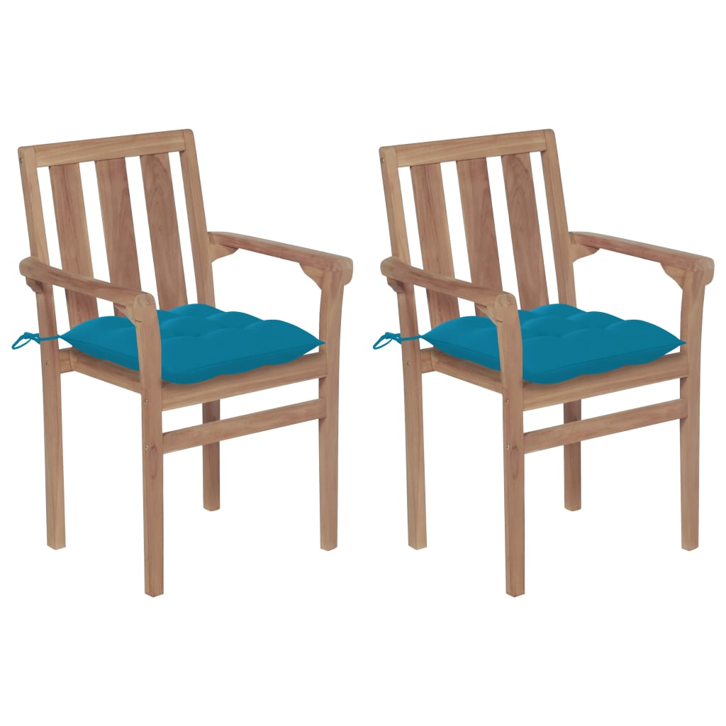 Stapelbare Gartenstühle Mit Kissen 8 Stk. Massivholz Teak