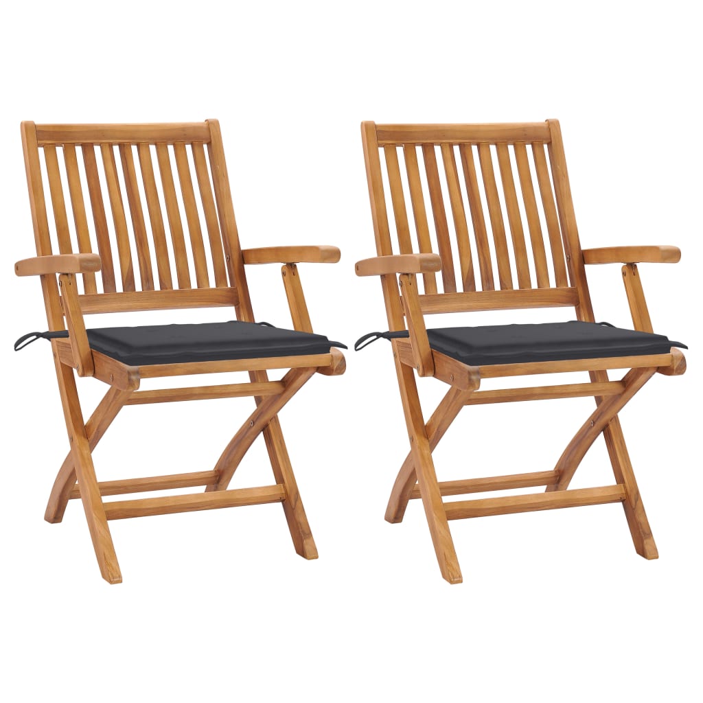 Klappbare Gartenstühle Mit Kissen 6 Stk. Massivholz Teak Anthrazit