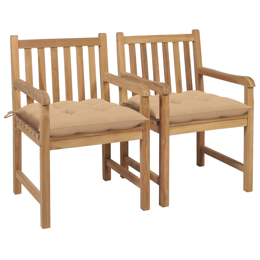 Gartenstühle 8 Stk. Mit Weißen Kissen Massivholz Teak