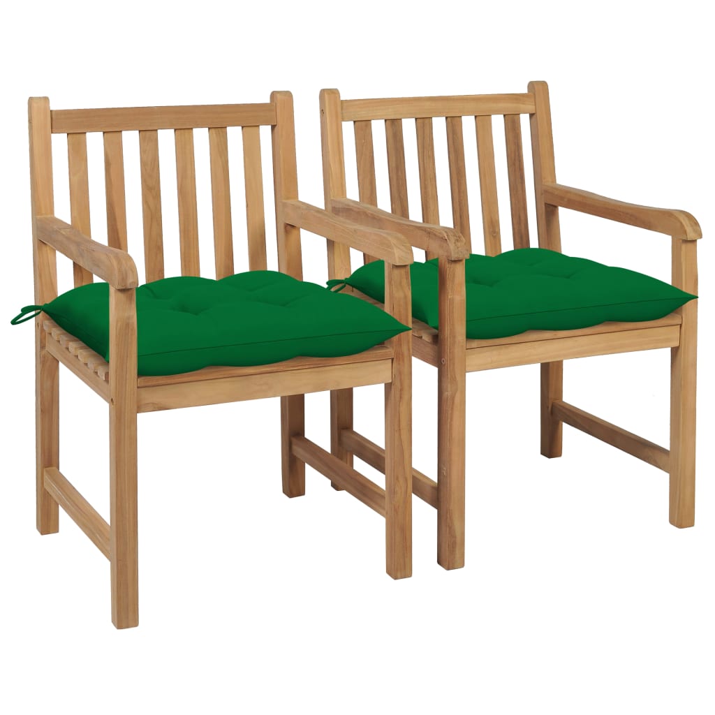 Gartenstühle 8 Stk. Mit Weißen Kissen Massivholz Teak
