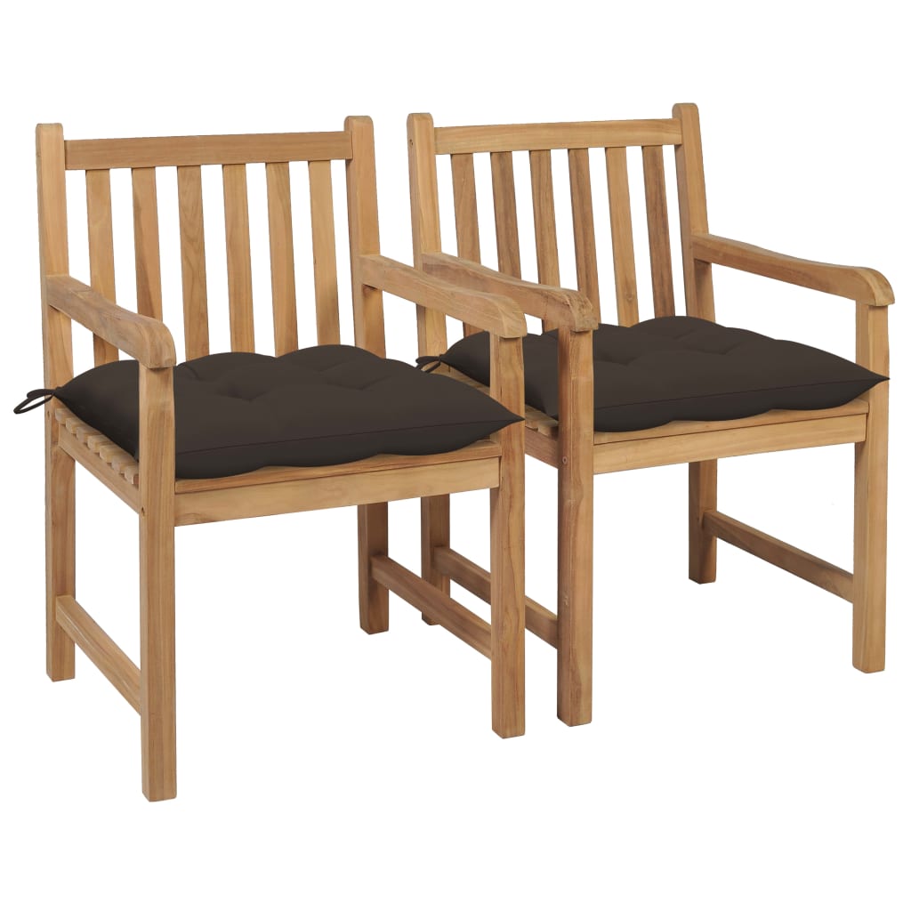 Gartenstühle 8 Stk. Mit Weißen Kissen Massivholz Teak