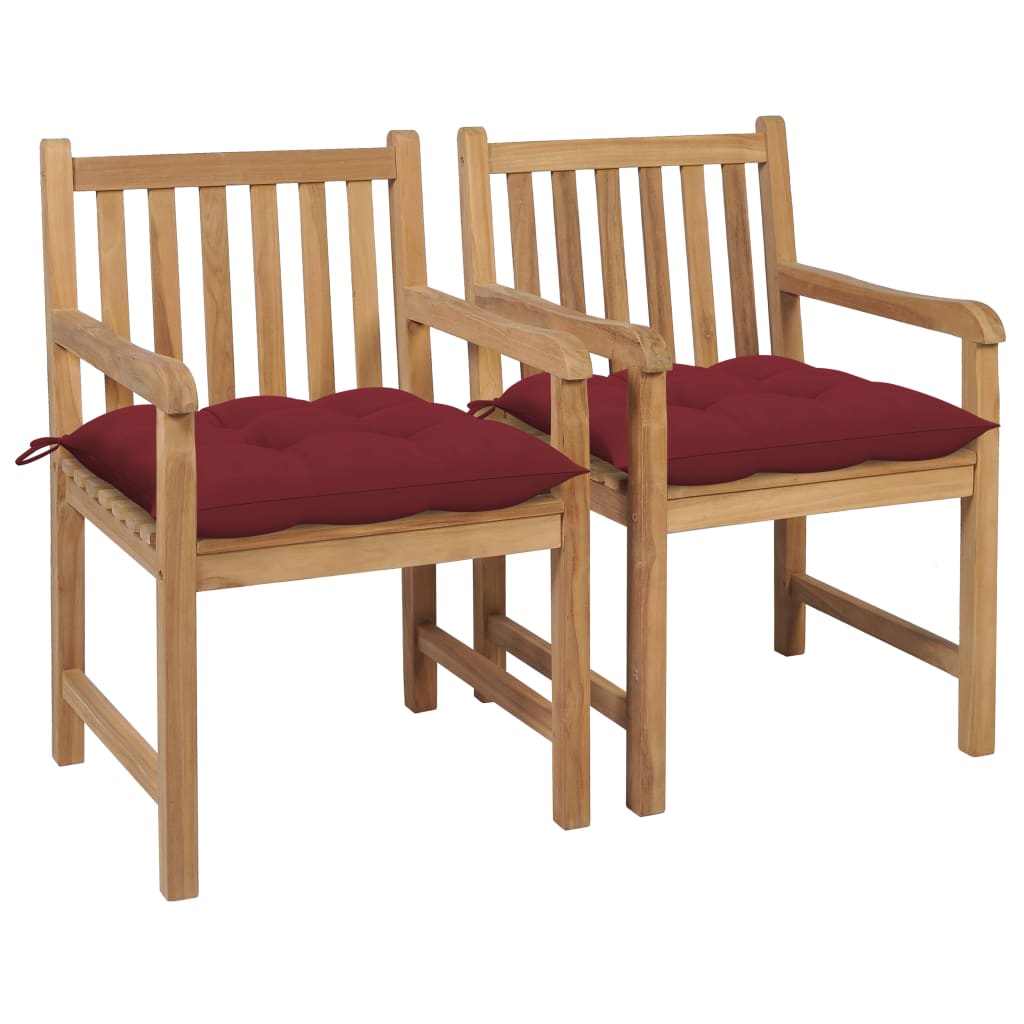 Gartenstühle 8 Stk. Mit Weißen Kissen Massivholz Teak