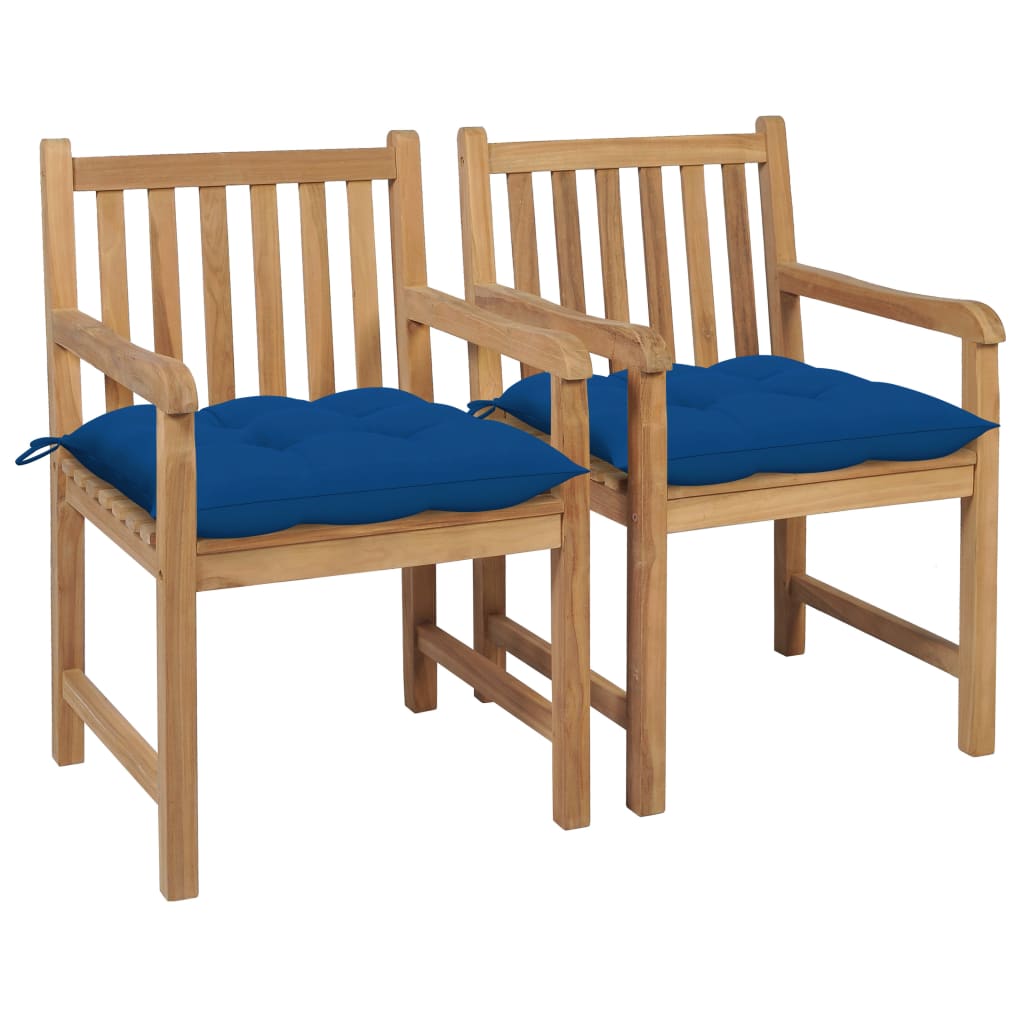 Gartenstühle 8 Stk. Mit Weißen Kissen Massivholz Teak