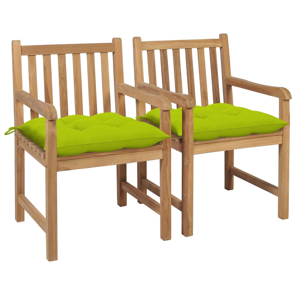 Gartenstühle 8 Stk. Mit Weißen Kissen Massivholz Teak