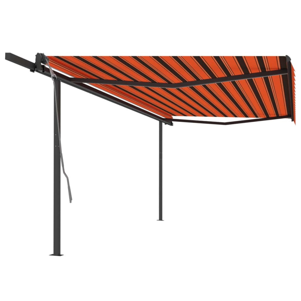 Markise Automatisch Einziehbar Mit Pfosten 6X3,5 M Orange Braun