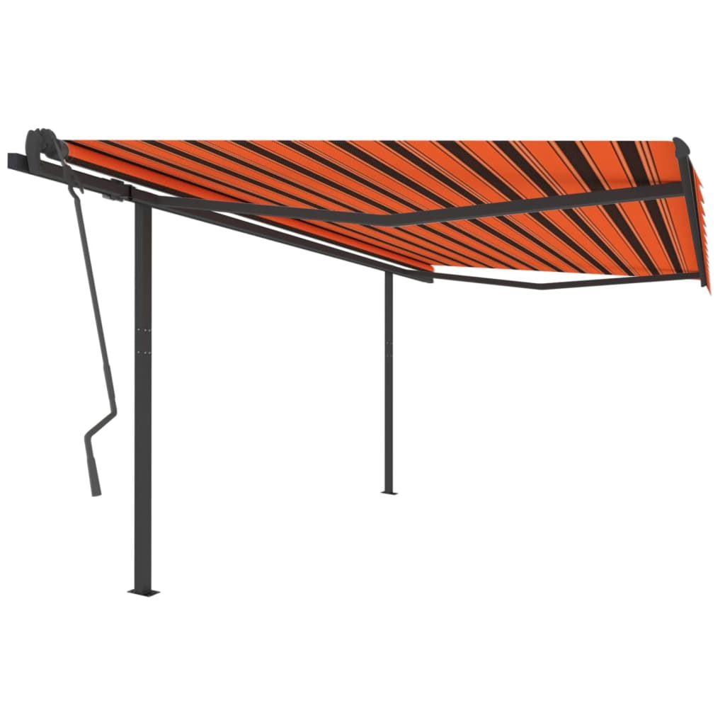 Markise Automatisch Einziehbar Mit Pfosten 6X3,5 M Orange Braun
