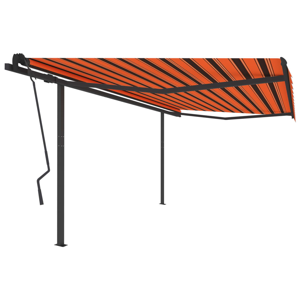 Markise Automatisch Einziehbar Mit Pfosten 6X3,5 M Orange Braun