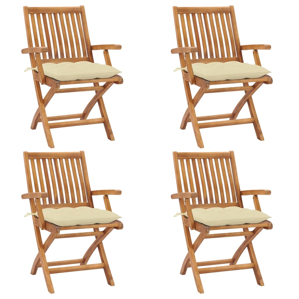 Klappbare Gartenstühle Mit Kissen 8 Stk. Massivholz Teak Creme